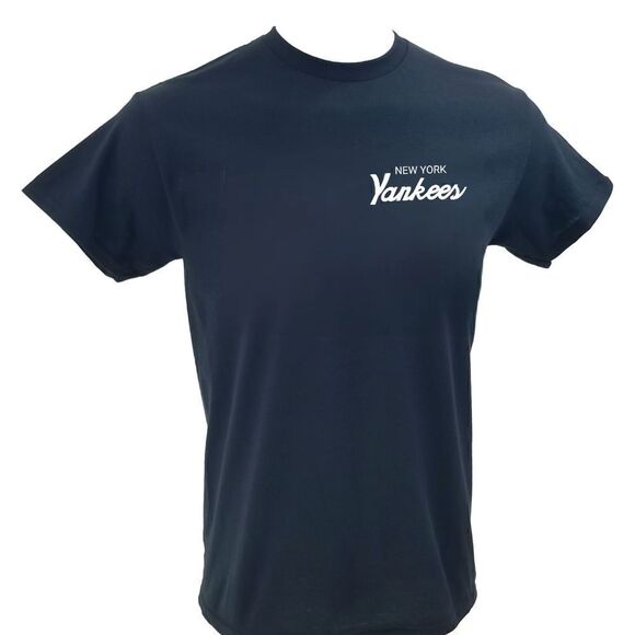 NEW YORK YANKEES Double Script Retro Logo Black Vintage style Baseball Tee y2k - Picture 2 of 6